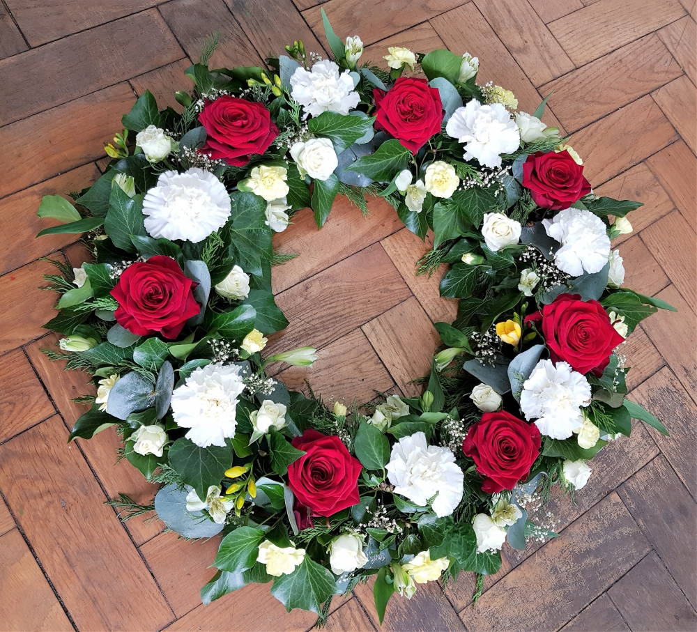 Red and White Wreath Product Image
