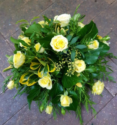 Fresh Morning Posie - Yellow Spary Roses and mix foliage.